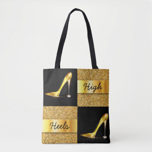 Goldhoher Heels-Diamant-Ring-Glitzer-Entwurf Tasche (Vorderseite)
