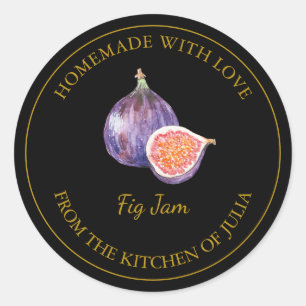 Goldhommade Fig-Jam-Label Schwarz Runder Aufkleber