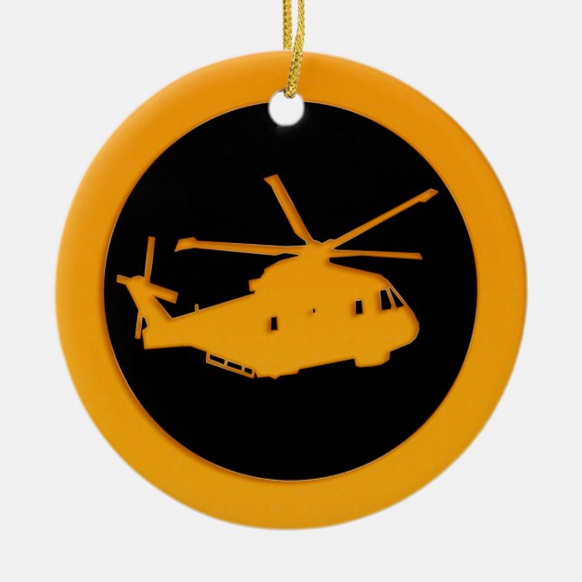 Goldhubschrauber Keramik Ornament (Vorne)