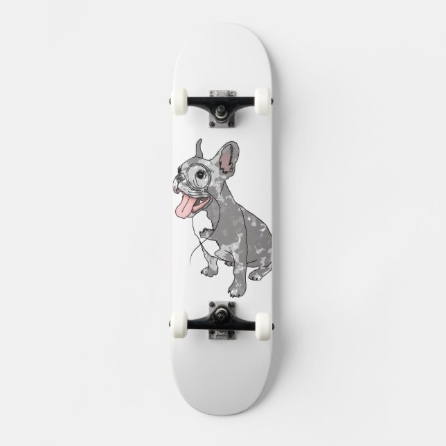 Goldhund mit Monokel Skateboard (Vorderseite)