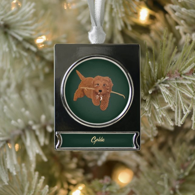 Goldie Doodle Banner-Ornament Silber (Baum)