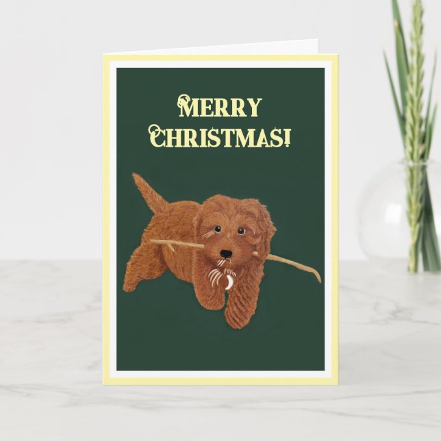 Goldie Doodle Holiday Greeting Card Feiertagskarte (Vorderseite)