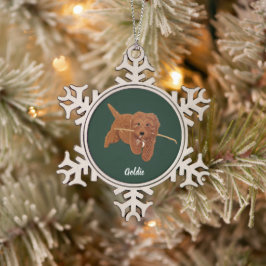 Goldie Doodle Schneeflocken Zinn-Ornament