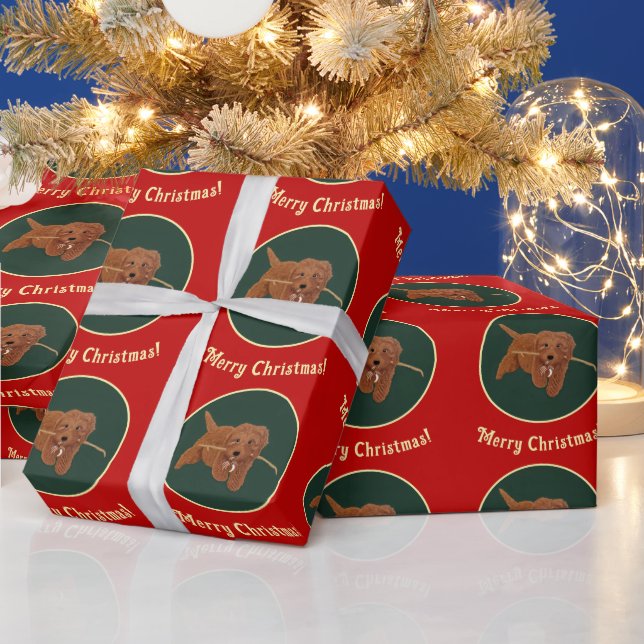 Goldie Golden Doodle Geschenkpapier (Feiertage)