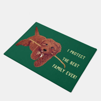 Goldie Golden Guard Dog Green Doormat Fußmatte