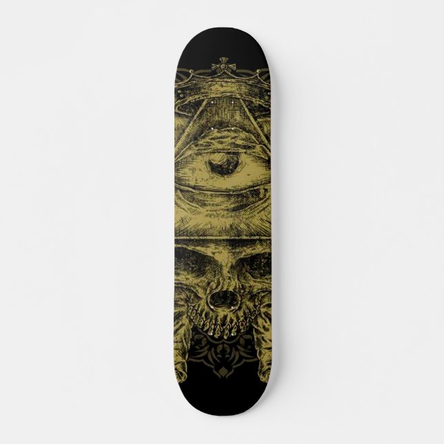 GoldIlluminati Schädelverschiedene Skateboard (Vorne)