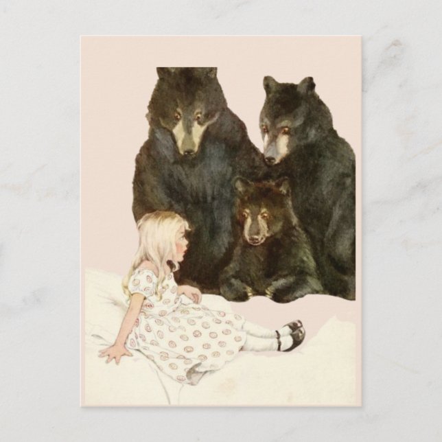 Goldilocks & the 3 Bears Vintage Illustrations  Postkarte (Vorderseite)