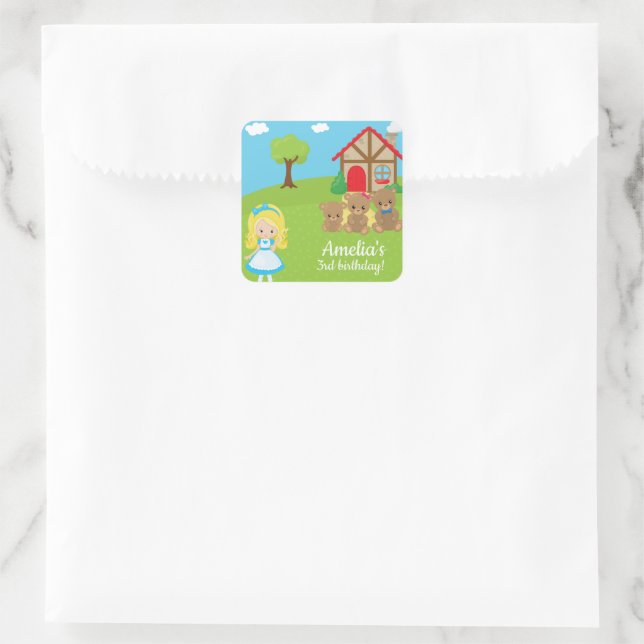 Goldilocks & Three Bears Messe Quadratischer Aufkleber (Tasche)