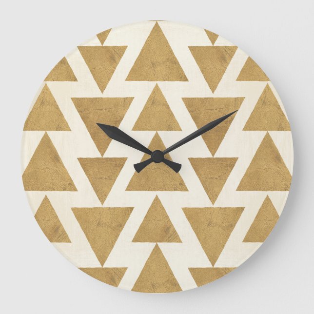 Goldim freien geometrisches Muster Geo-Schritt-| Große Wanduhr (Vorderseite)