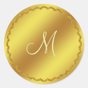 GoldImitat-Folien-Monogramm-Aufkleber Runder Aufkleber