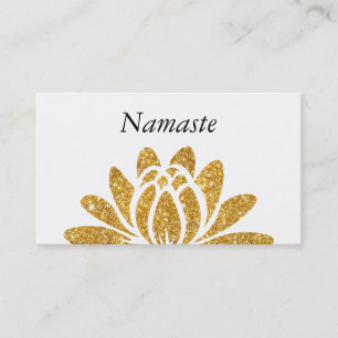 GoldImitat-Glitzer-Lotos-Blume modernes Namaste Visitenkarte