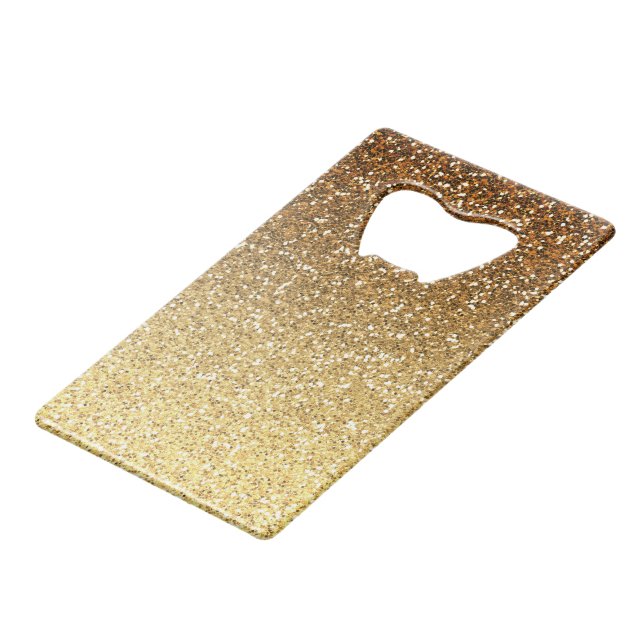 GoldImitat-Glitzer Ombre Kreditkartenflaschenöffner (Vorderseite Schrägansicht)