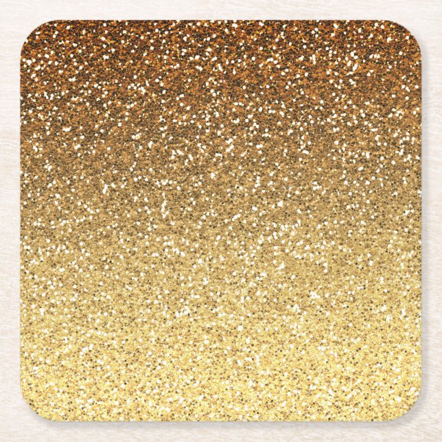 GoldImitat-Glitzer Ombre Rechteckiger Pappuntersetzer (Vorderseite)