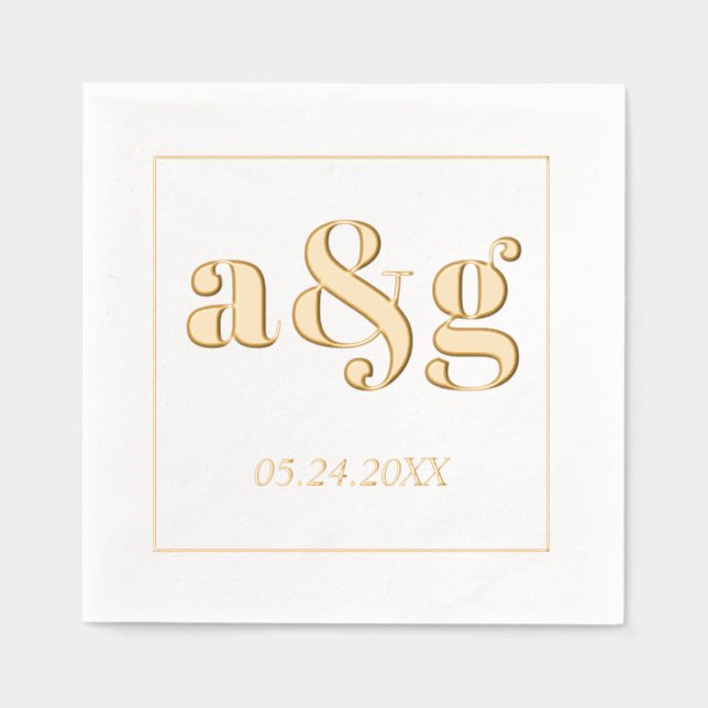 Goldinitialen mutige Typografie Servietten Mit Folie (Vorderseite)