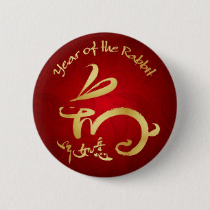 Goldjahr des Kaninchen-Chinesischen Neujahrsfests Button