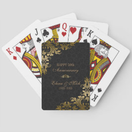 Goldjubiläum - Black Damask Gold Wirbel Spielkarten