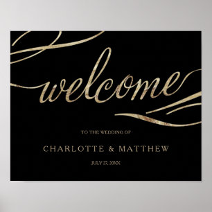 Goldkalligrafie   Black Welcome Wedding Poster