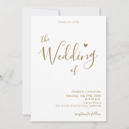 Goldkalligrafie Herz-Script QR Code Hochzeit Einladung