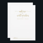 Goldkalligrafie-Hochzeitssorgen wünschen sich Hinweiskarte<br><div class="desc">Diese goldminimalistische kalligraphische Hochzeit auch Wünsche Beratung Karte ist perfekt für eine rustikale Hochzeit. Das einfache und elegante Design zeichnet sich durch klassische und extravagante Schriftzeichen in Gold aus. Diese Karten sind ideal für Hochzeiten, Brautparty, Babydusche, Graduiertenfest u.v.m. Personalisieren Sie die Karten mit den Namen der Braut und Bräutigam, den...</div>