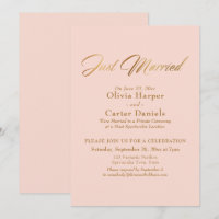 Goldkalligrafie nur verheiratet Blush Pink Empfang