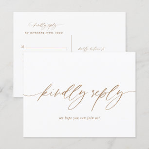 Goldkalligrafisches Hochzeitmenü UAWG Postkarte