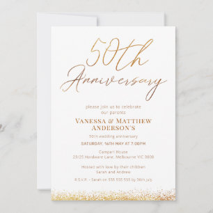 Goldkalligraphie 50. Hochzeitstag Einladung