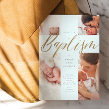 Goldkalligraphie Foto Collage Baby Taufkreuz