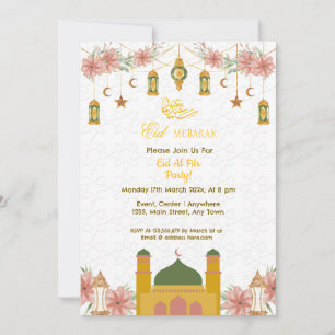 Goldkalligraphie Moschee Niedliche Blume Party Einladung