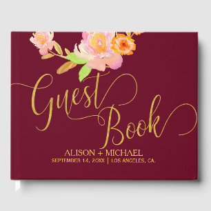 Goldkalligraphie-Skript Herbst Hochzeitsguestbook Gästebuch