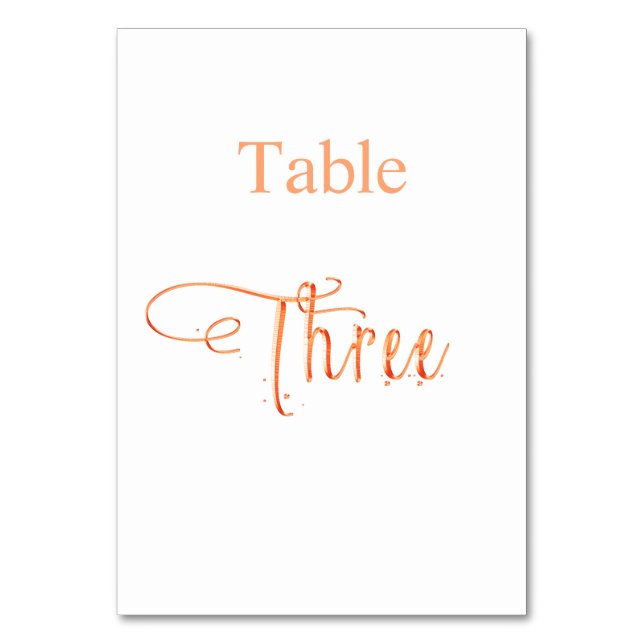 Goldkalligraphierungstabelle für Elegante Rose 3 3 Tischnummer (Vorderseite)