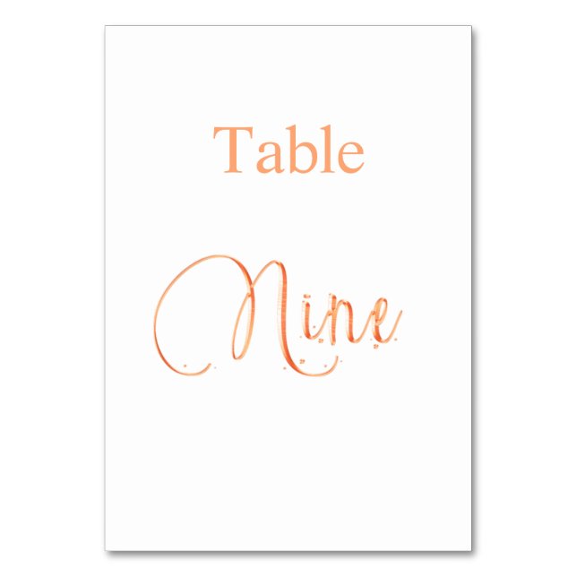 Goldkalligraphierungstabelle für Elegante Rose 9 Tischnummer (Vorderseite)