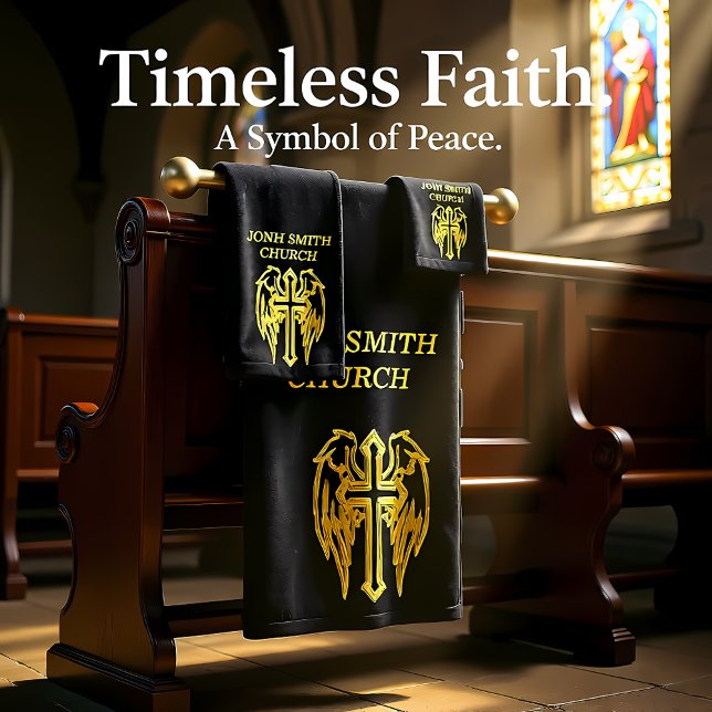 Goldkatholisches Kreuz mit Flügeln Badhandtuch Set (Von Creator hochgeladen)