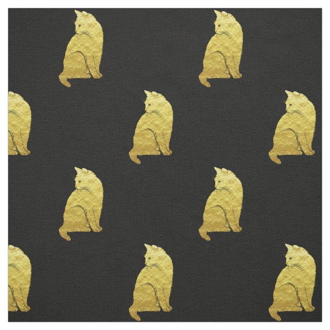 Goldkatze auf Schwarz Stoff (Muster)