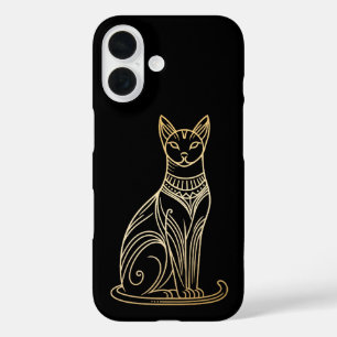 Goldkatzenillustration für Katzenliebhaber im Line iPhone 16 Hülle