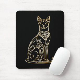 Goldkatzenillustration für Katzenliebhaber im Line Mousepad