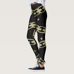 Goldkette Falschgold Sternbild Sterne Mond Leggings