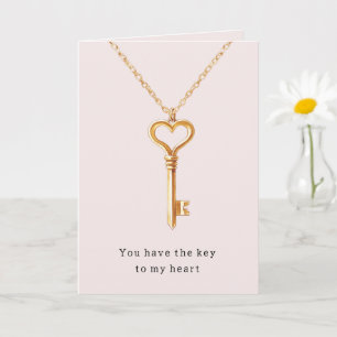 Goldkette Herzanhänger Schlüssel zum Herzen Liebe Karte