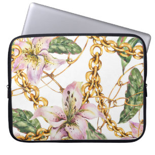 Goldketten & Royal Lilies: Wasserfarbenprächtige E Laptopschutzhülle