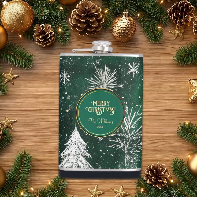 Goldkiefern Silberschneeflocken Jäger Grün Flachmann (Von Creator hochgeladen)