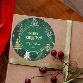 Goldkiefern Silberschneeflocken Jäger Grün Runder Aufkleber