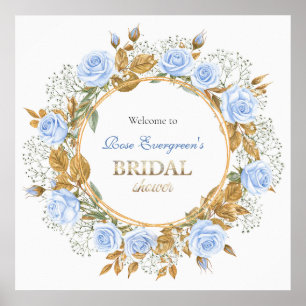 Goldkissed Blue Rose Bridal Poster