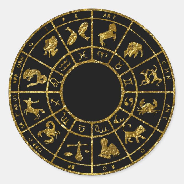 Goldkleber für Horoskop zodiac Astrologie Runder Aufkleber (Vorderseite)