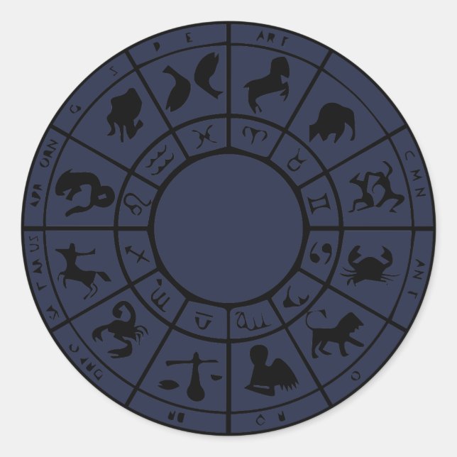 Goldkleber für moderne Horoskop-Zodiac Runder Aufkleber (Vorderseite)