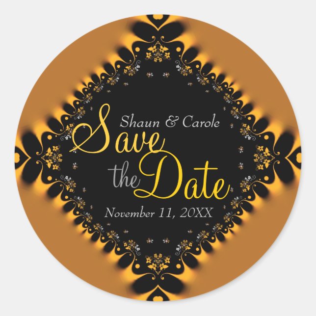 Goldkleber Save the Date Runder Aufkleber (Vorderseite)