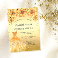 Goldkleid aus Quinceanera Glitzer mit Blumenzauber