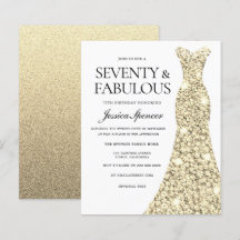Goldkleid Frauen 70. Geburtstag Einladung