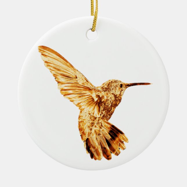 Goldkolibriverzierung Keramikornament (Vorne)