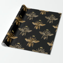 Goldköniginnen-Bienen auf Schwarz Geschenkpapier