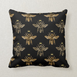 Goldköniginnen-Bienen auf Schwarz Kissen