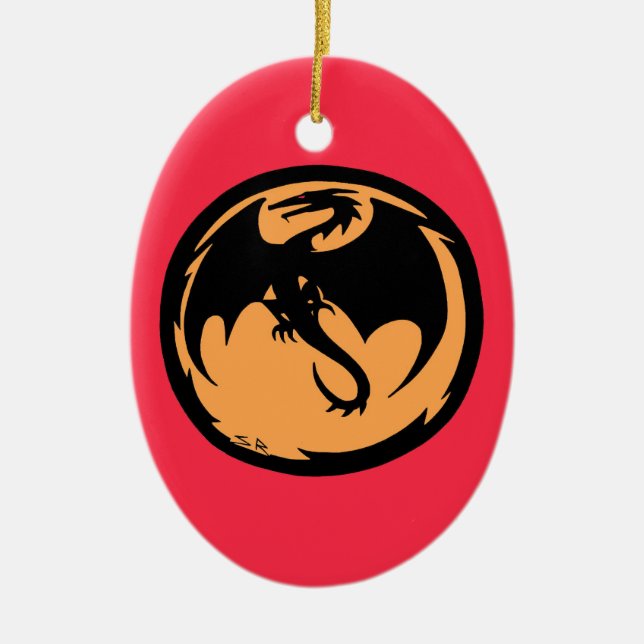 Goldkorallenverzierung des Schwarzen Drachen Keramik Ornament (Vorne)